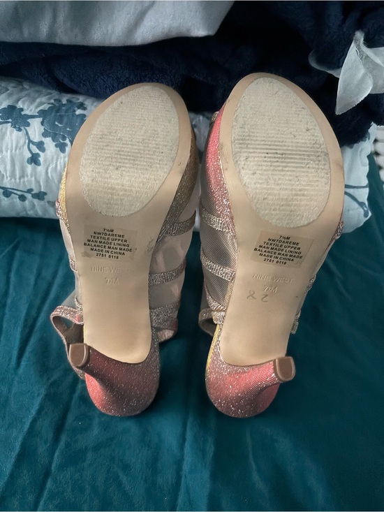 Nine West Shoes - Nine West Pink Glitter Multicolor Strappy Heels